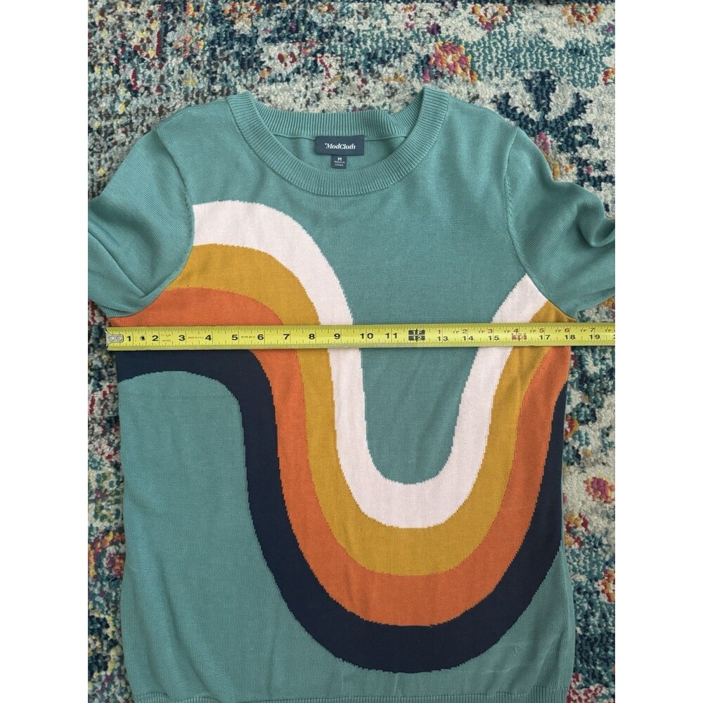 Modcloth Retro Rainbow Wave Crewneck Sweater Size Medium - Picture 6 of 6